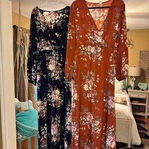 Floral Maxi Dress- Navy and Rust
